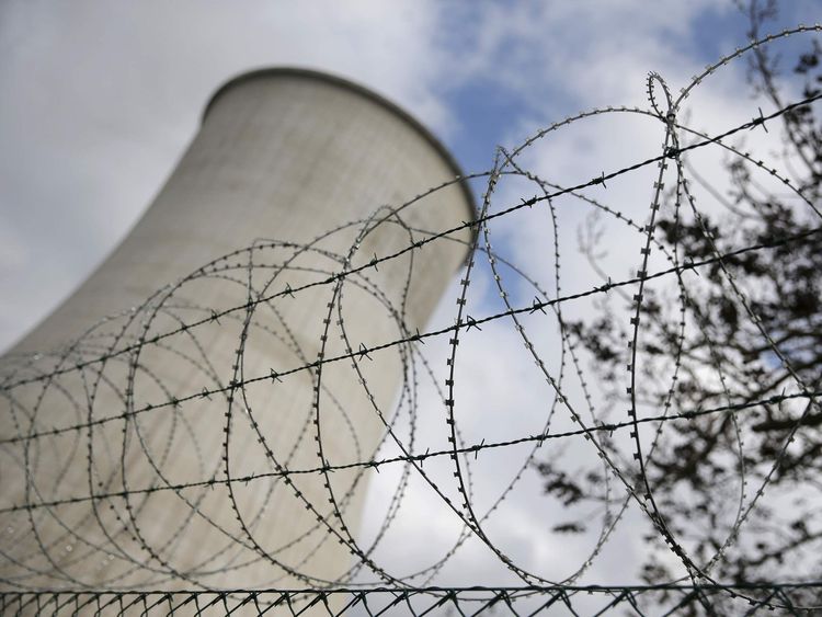 Barbed wire is pictured at the entrance of a nuclear power station. File pic.