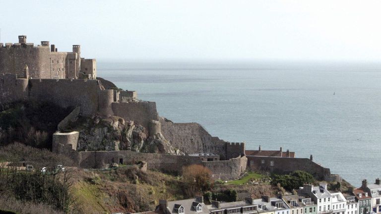 Mont Orgueil Castle is pictured on the island of Jersey
