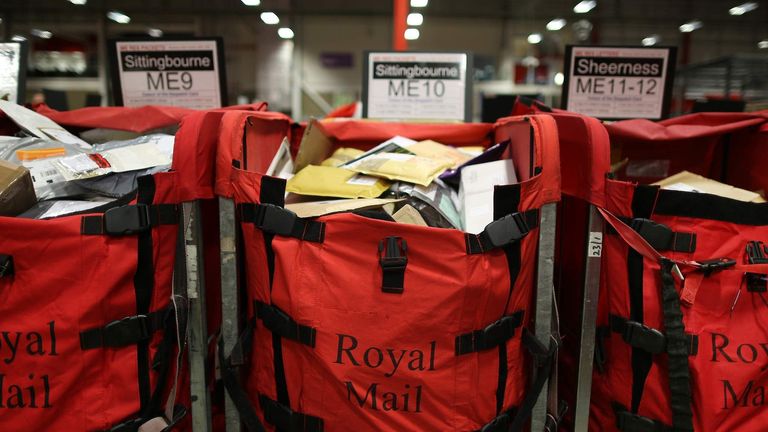 Royal Mail Sorting Bags Postal Workers At The Medway Mail Centre Sort Christmas Post During Their Busiest Week Of The Year