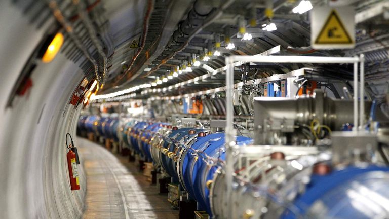 A general view of the Large Hadron Collider (LHC) experiment is seen during a media visit at the Organization for Nuclear Research (CERN) in the French village of Saint-Genis-Pouilly near Geneva in Switzerland