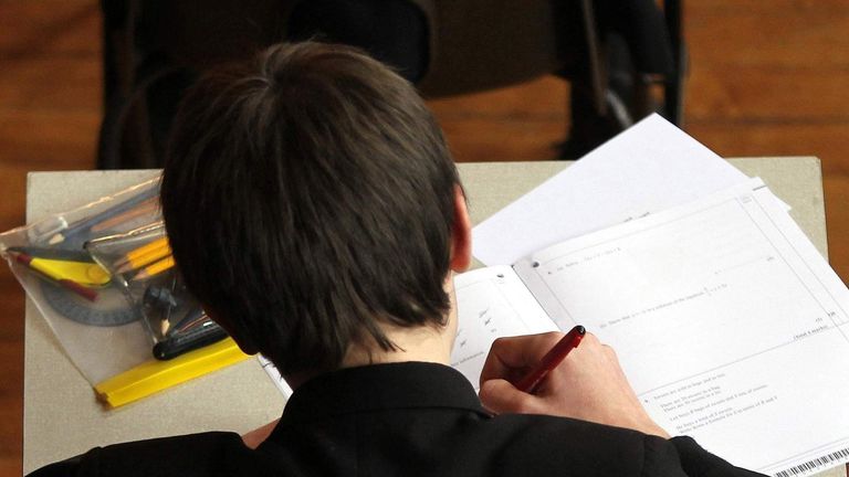 A pupil sitting an exam.