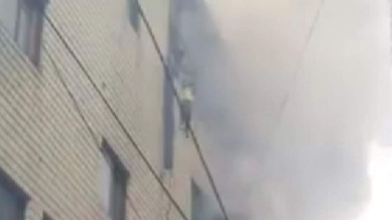 Mum Drops Kids From High-Rise To Escape Fire | World News | Sky News