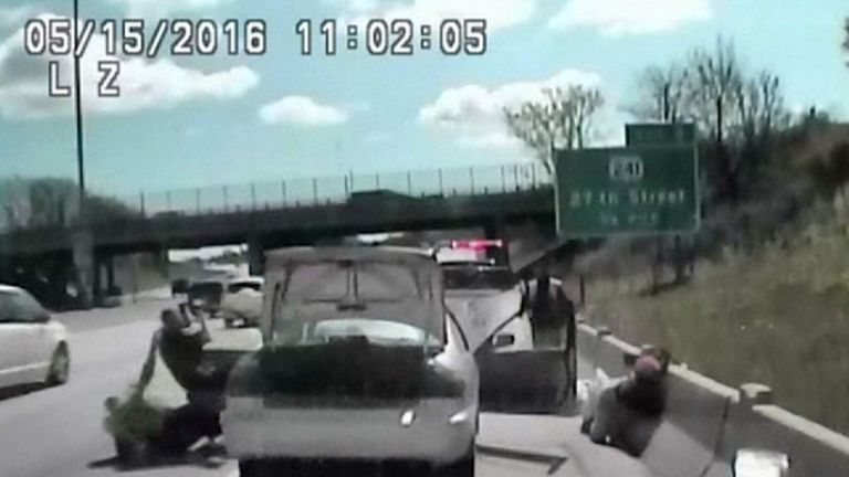 Woman Arrested After Ramming Police Car | US News | Sky News