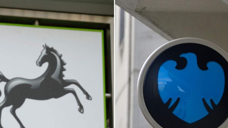 Lloyds and Barclays bank signs