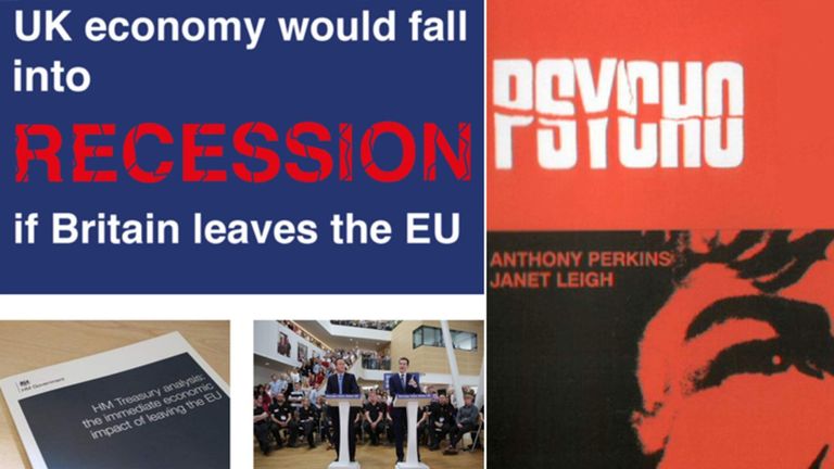 Treasury's Brexit recession warning and Psycho book cover