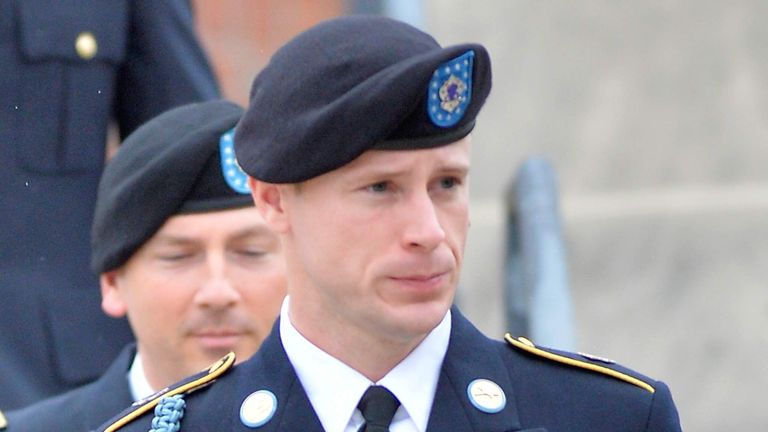 Bergdahl leaves the Ft. Bragg military courthouse with his legal team after a pretrial hearing on May 17, 2016 in Ft. Bragg, North Carolina