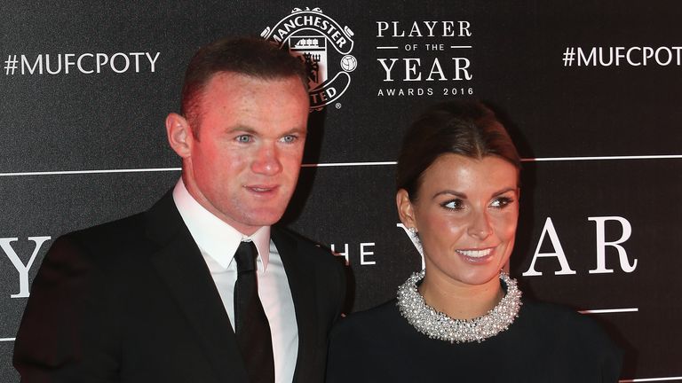 Wayne Rooney of Manchester United arrives with his wife Coleen Rooney at the club&#39;s annual Player of the Year awards at Old Trafford 