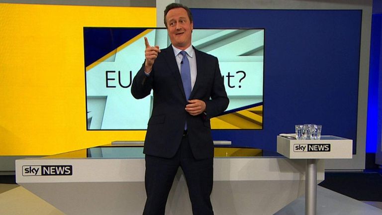 David Cameron addresses a question about the EU referendum