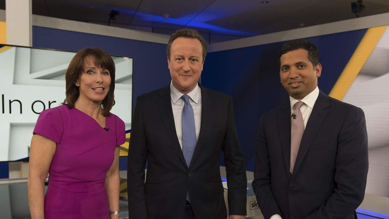An image from the first Sky News EU TV debate with David Cameron