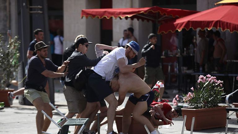 Fighting at Euro 2016 in Marseille