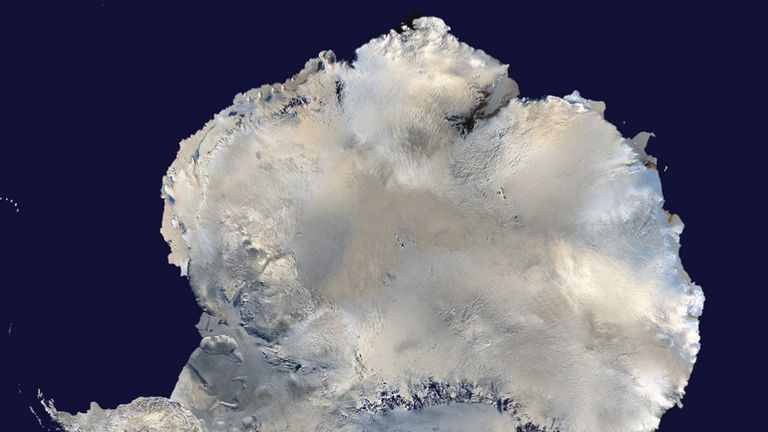 A satellite view of Antarctica is seen in this undated NASA handout photo
