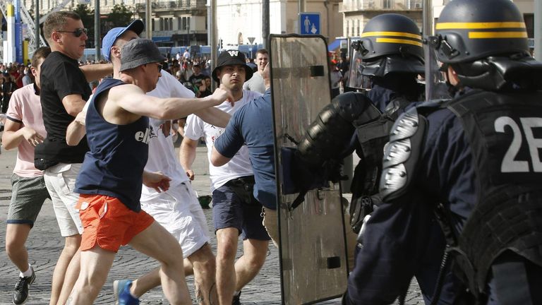 England fans clash with police before Russia game in Marseille