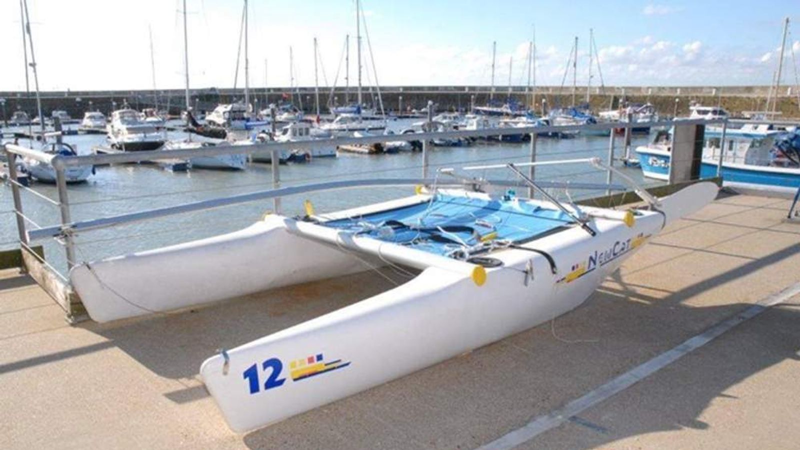 capsized catamaran