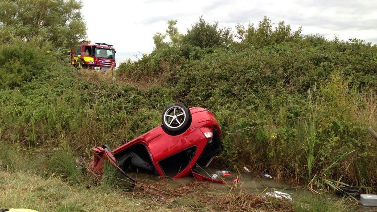 Driver Spends 14 Hours Upside Down In Ditch | UK News | Sky News