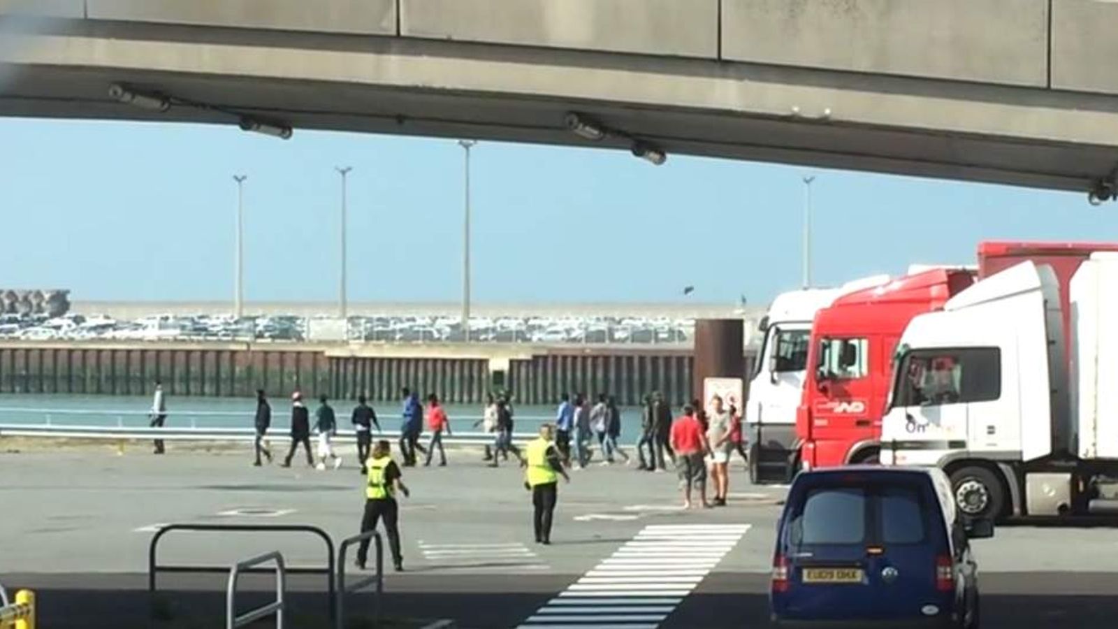 Calais Migrants Caught On Video Rushing Ferry | UK News | Sky News