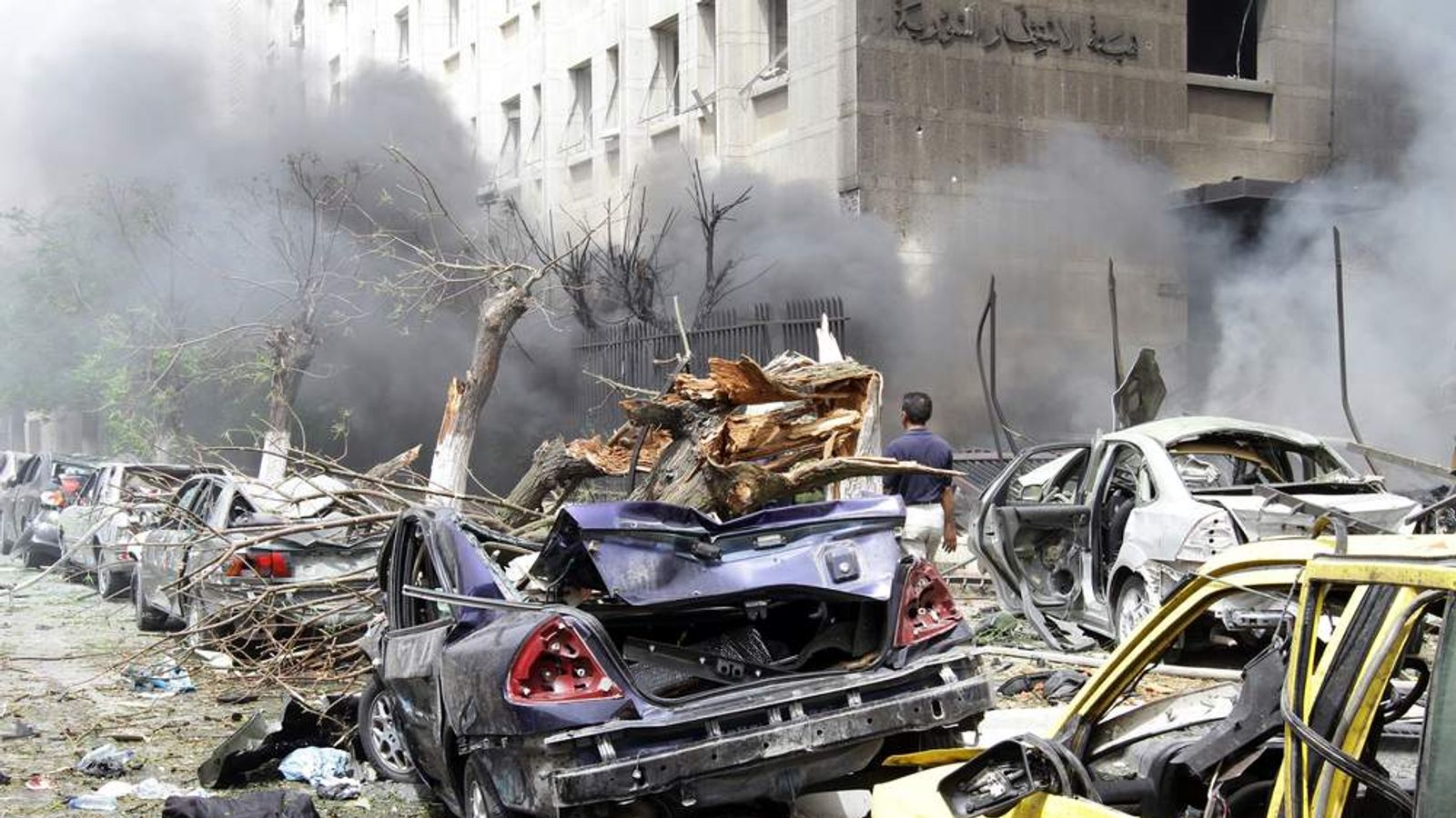 Syria Car Bomb Explodes In Damascus World News Sky News