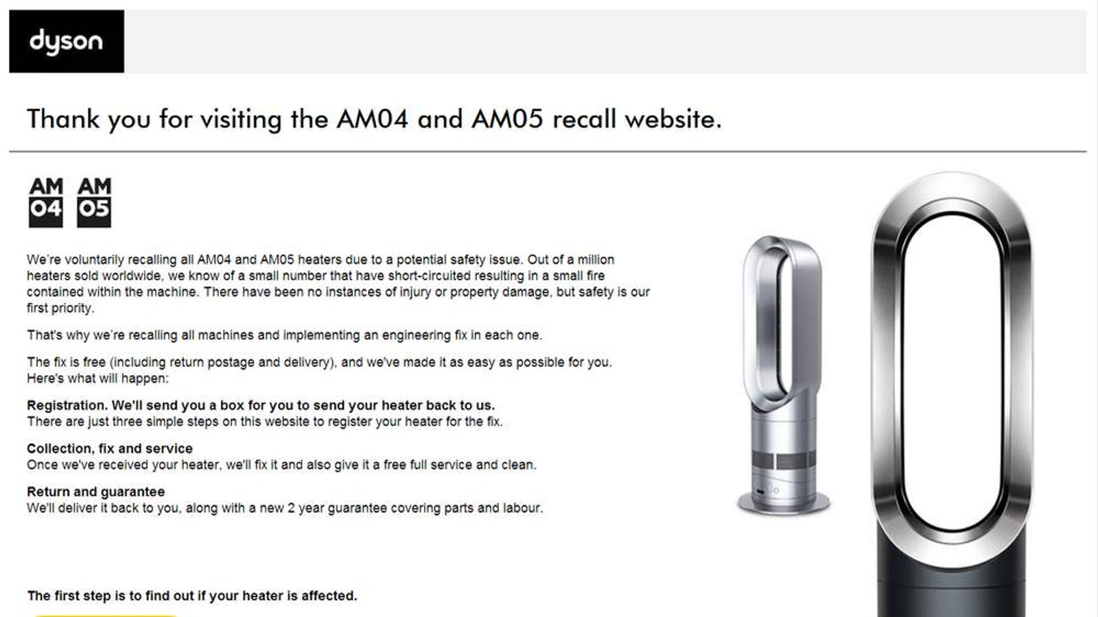 Dyson Fan Heater Global Recall Over Fire Risk Business News Sky News