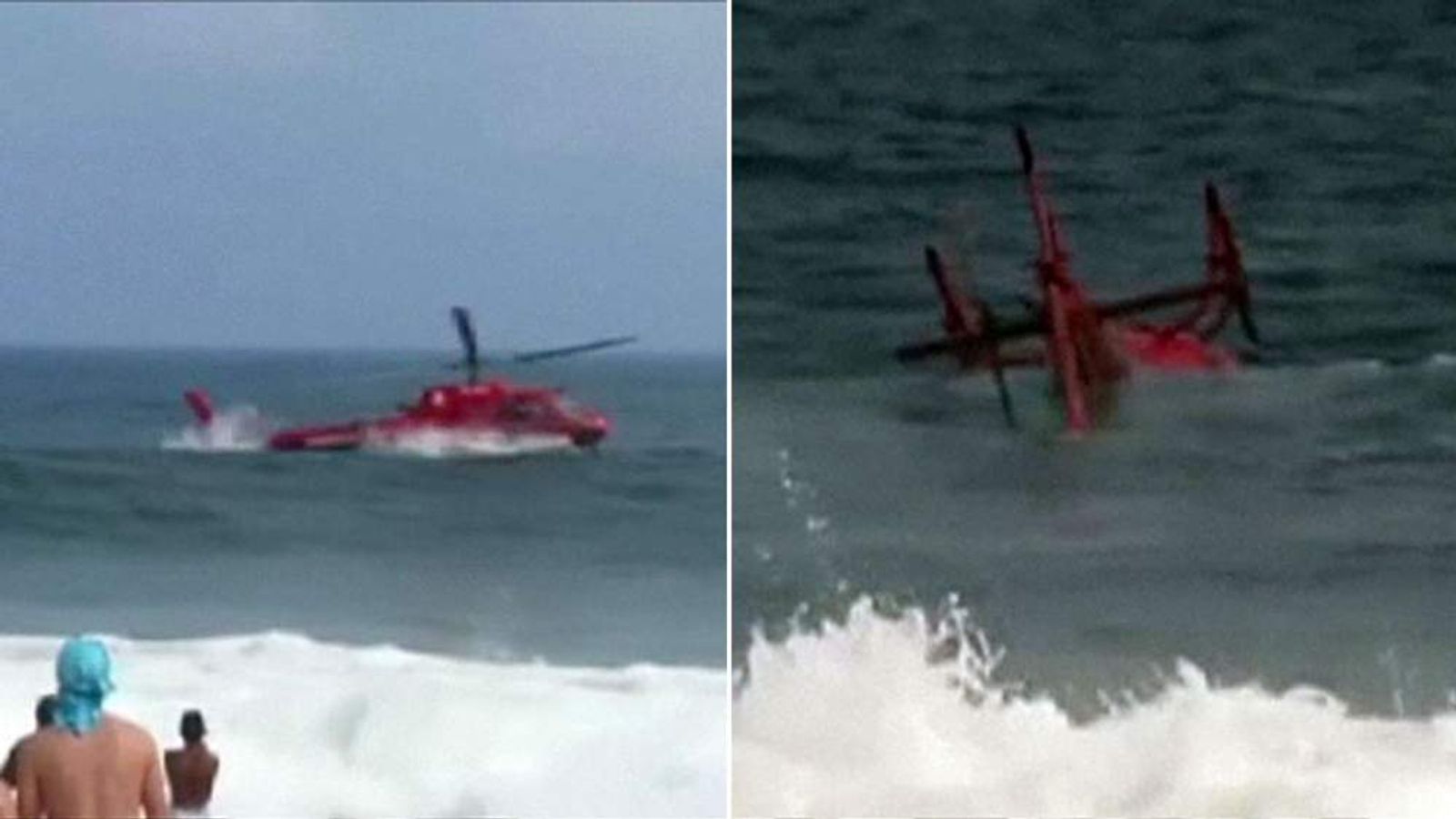 Helicopter Crashes Into Sea During Rio Rescue World News Sky News