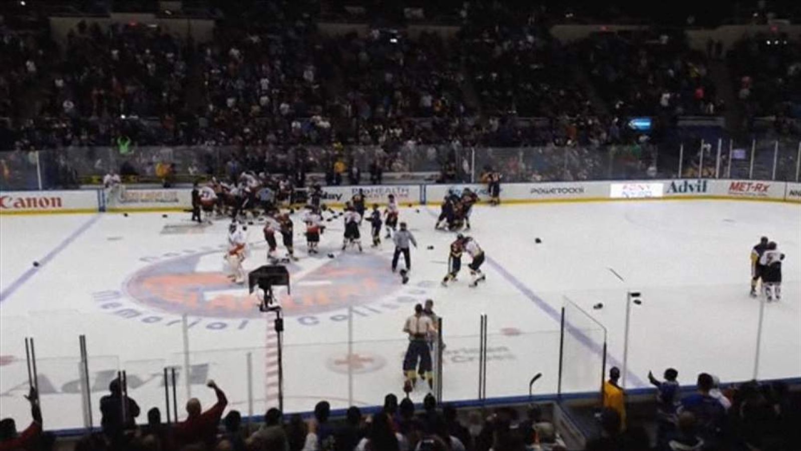 Police And Firefighters Brawl At Hockey Game | US News | Sky News