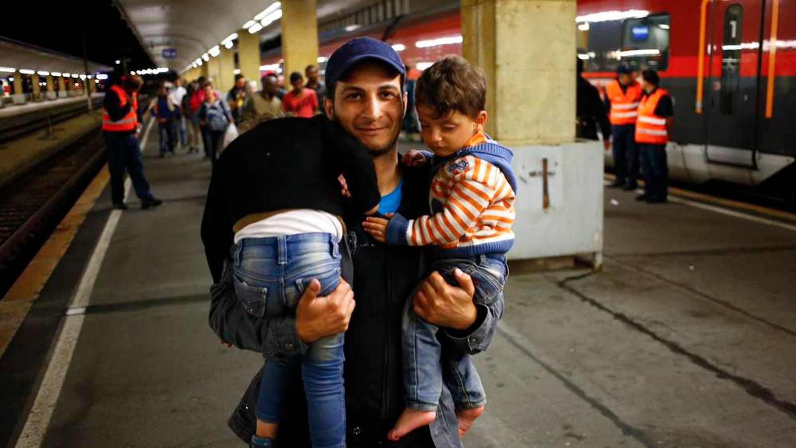 Exhausted Migrants Spend First Night In Germany World News Sky News