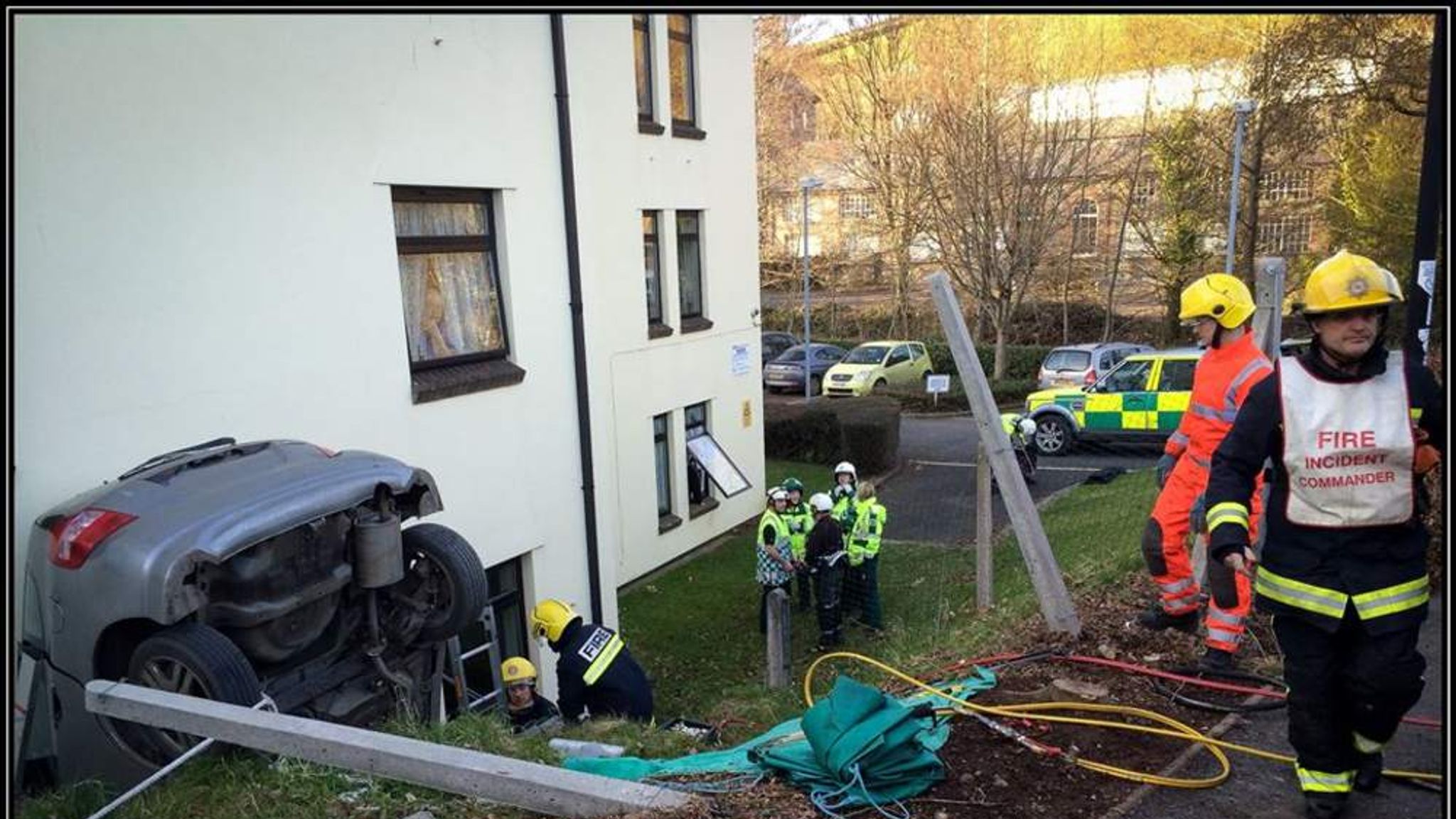 car crash after egging house