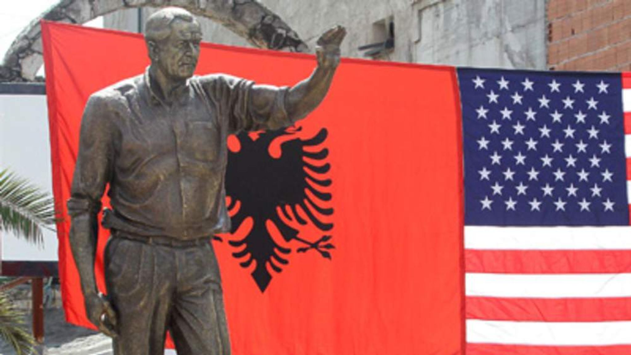 Bush Gets Bronzed In Albanian Village Tribute | Scoop News | Sky News
