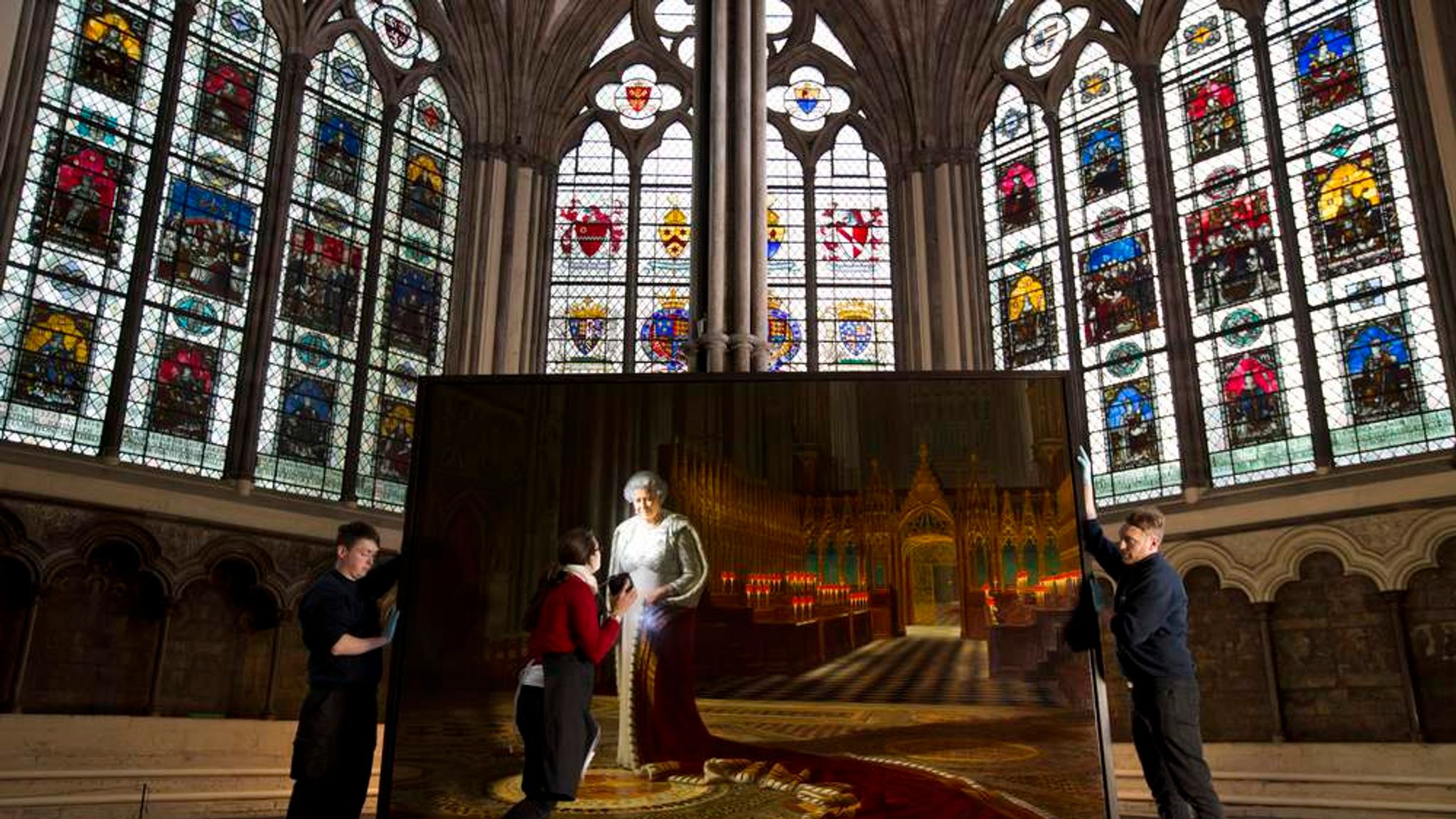 Queen's Abbey Portrait Defaced: Man Charged | UK News | Sky News