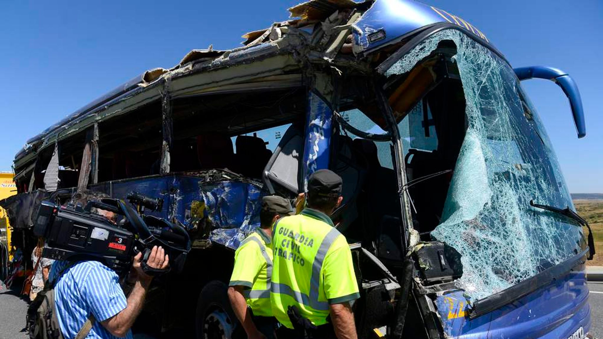 Spain Crash Bus Careens Off Road Killing Nine World News Sky News