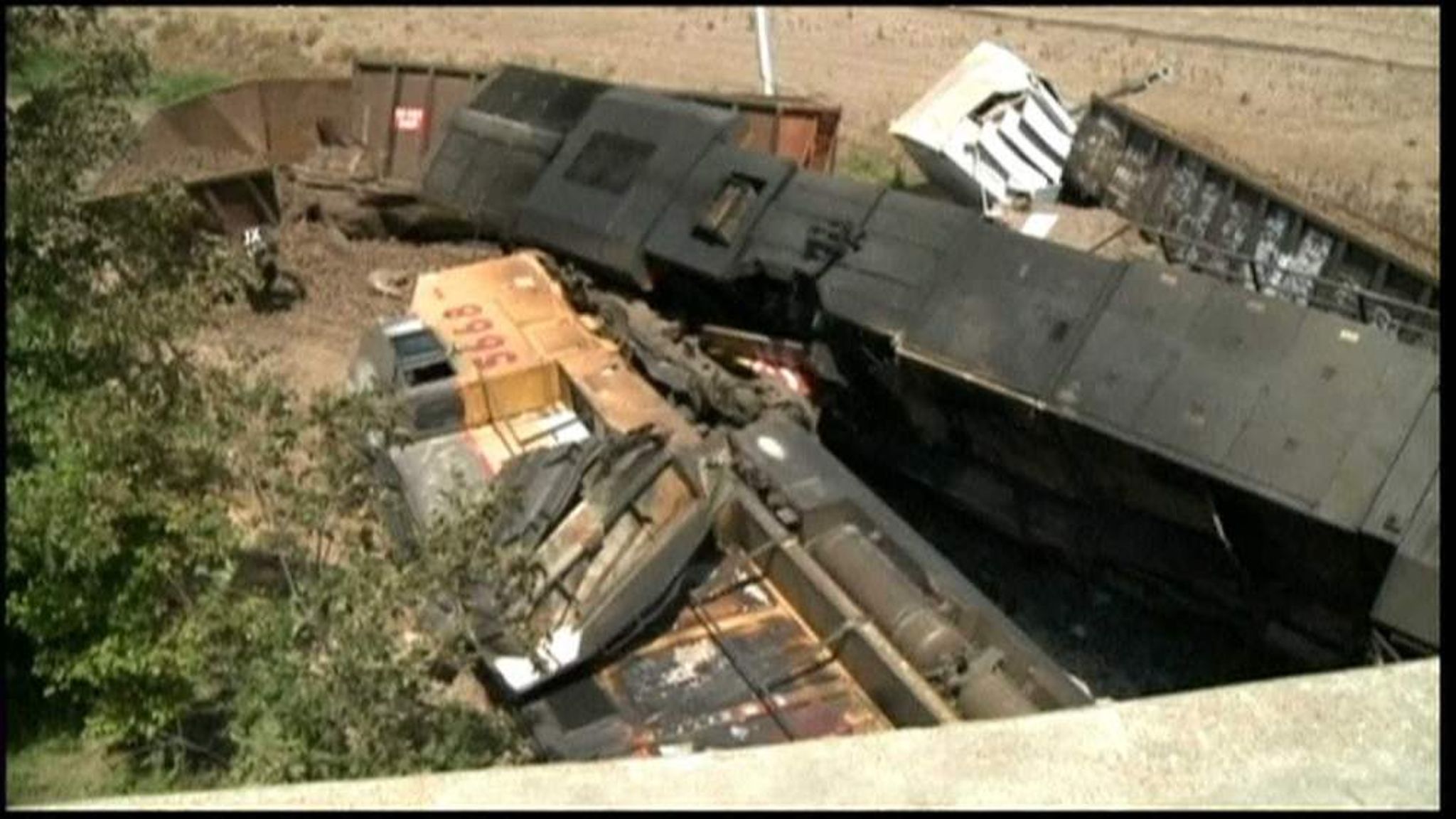 Highway Bridge Collapses As Two Trains Collide | World News | Sky News