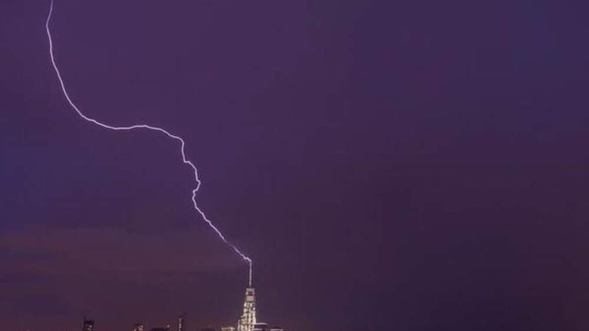Lightning Strikes One World Trade Center | US News | Sky News