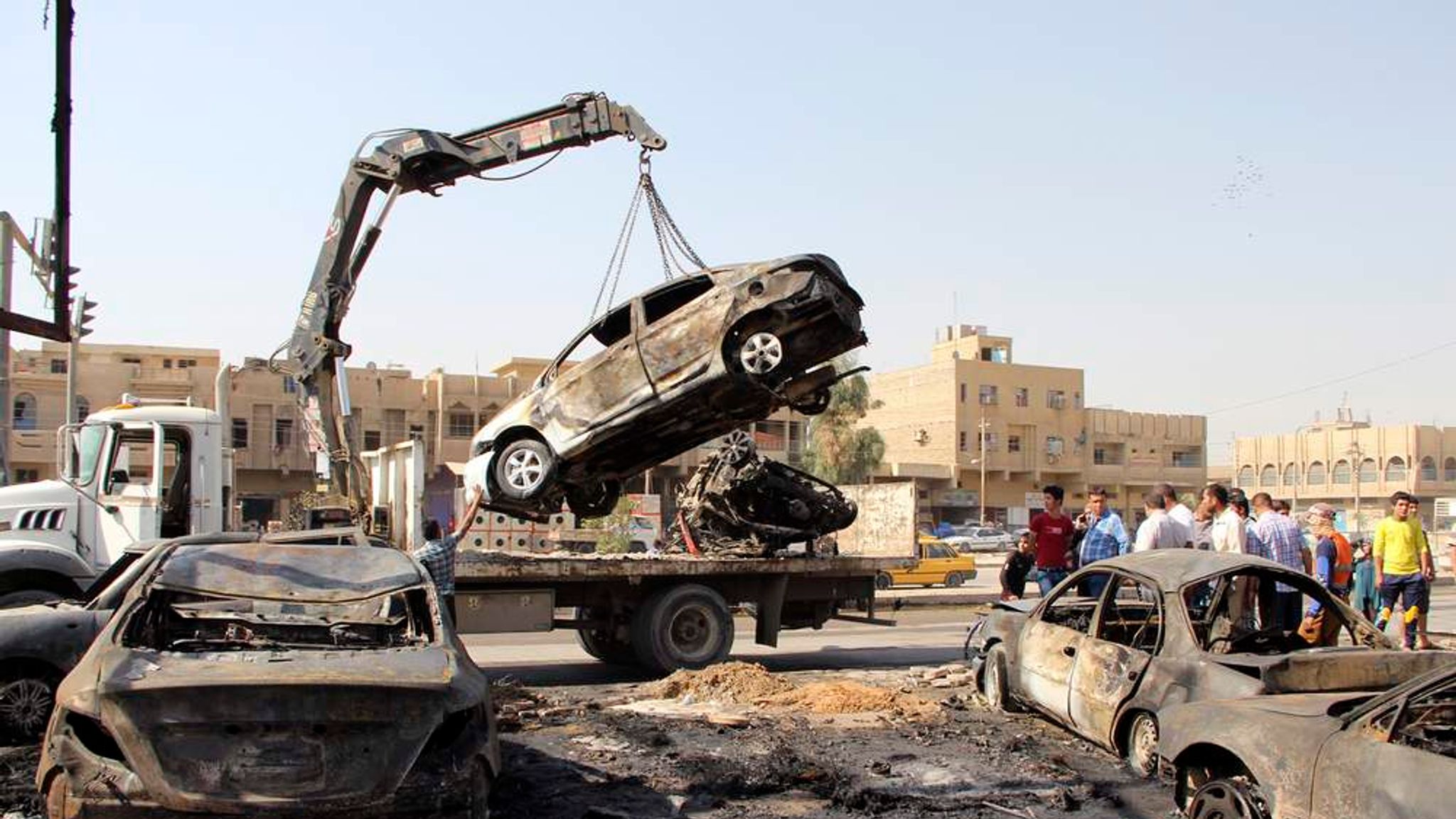Ten Cars Explode In Baghdad, Killing Dozens World News Sky News