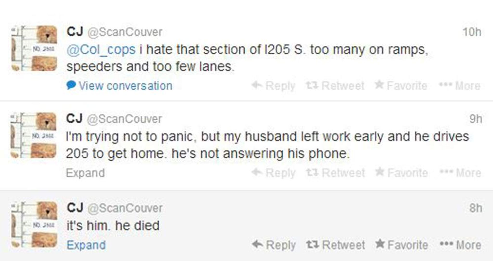 Woman LiveTweets Husband's Car Crash Death World News Sky News