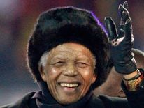 World Cup final - Nelson Mandela at Soccer City stadium ahead of match