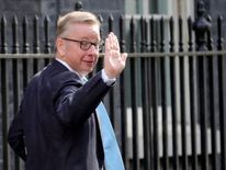 Lord Chancellor and Justice Secretary Michael Gove waves at press outside No. 10. 