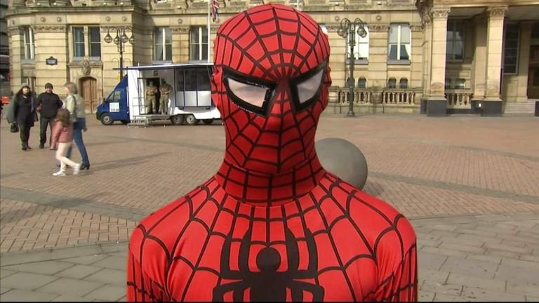 Midlands Marvel: 'Spider-Man' Helps Feed Homeless | UK News | Sky News