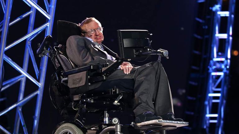 Professor Stephen Hawking speaks during the Opening Ceremony