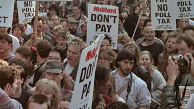 Poll tax march in London, 1990