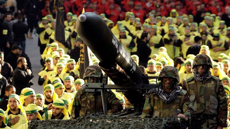 Hizbollah members take part in parade in Lebanon