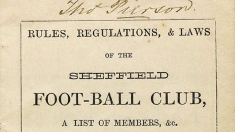 Rules, Regulations, & Laws of the Sheffield Foot-Ball Club, 1859
