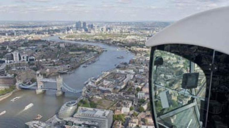 Britain's highest ever crane working on the Shard in central London