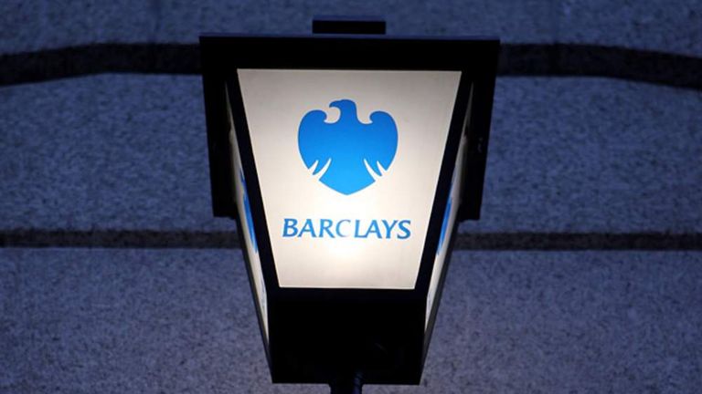 A lamp with the Barclays bank logo 