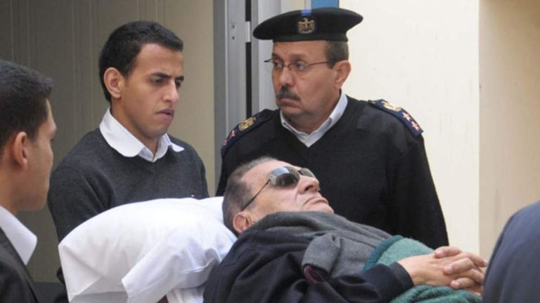 Hosni Mubarak at trial in Cairo on January 2, 2012