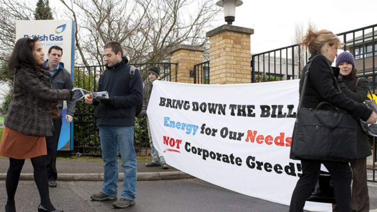 Protesters outside British Gas's Surrey headquarters