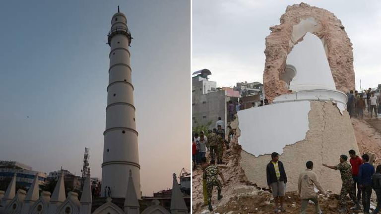 Dharahara Tower then and now