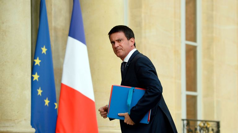 Mr Valls at the Elysee Palace in Paris