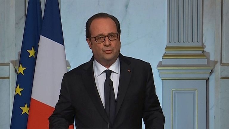 France&#39;s Hollande speaks about truck attack in Nice, France