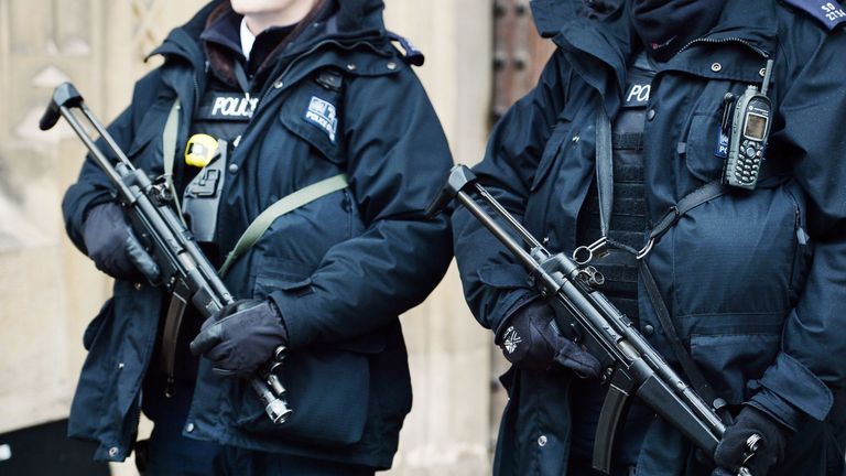Armed police in central London. File picture