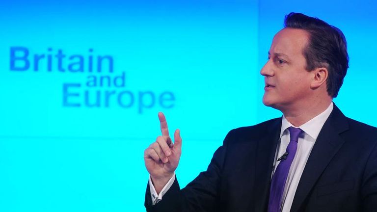 David Cameron Promises In Out Eu Referendum Politics News Sky News