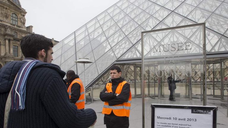 The Louvre and security guard
