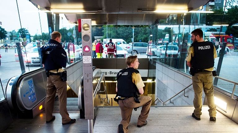 Police secures the entrance to a subway station
